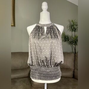 INC International Concepts Polka Dots Sleeveless Top Sz L Valentines Date Party